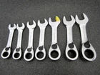 Blue-point 7PC Sae Stubby Combination Reversible Ratcheting Wrench Set BOERS708 Used. Price: $199.95.