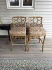 Set Of Two Authentic Mcguire Organic Modern Rattan Bar Stools, Marked Used. Price: $189.00.