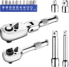16PC Flex Head Stubby Ratchet Set 1/4" & 3/8" Drive W/ Bits Extensions New. Price: $33.84.