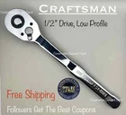 Craftsman CMMT86723 1/2" Dr Chrome Tooth Quick Release Ratchet New. Price: $24.98.