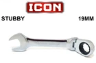 New Icon 19MM Flex Head Stubby Ratcheting Wrench WRSTFM19 Metric 12 Point. Price: $19.95.